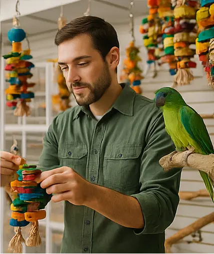hand-raised parrots human interaction hand-raised parrots interacting calmly with caretakers