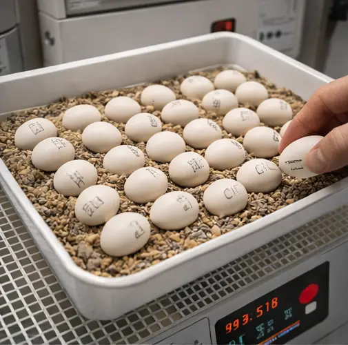 Conure fertile eggs prepared for incubation